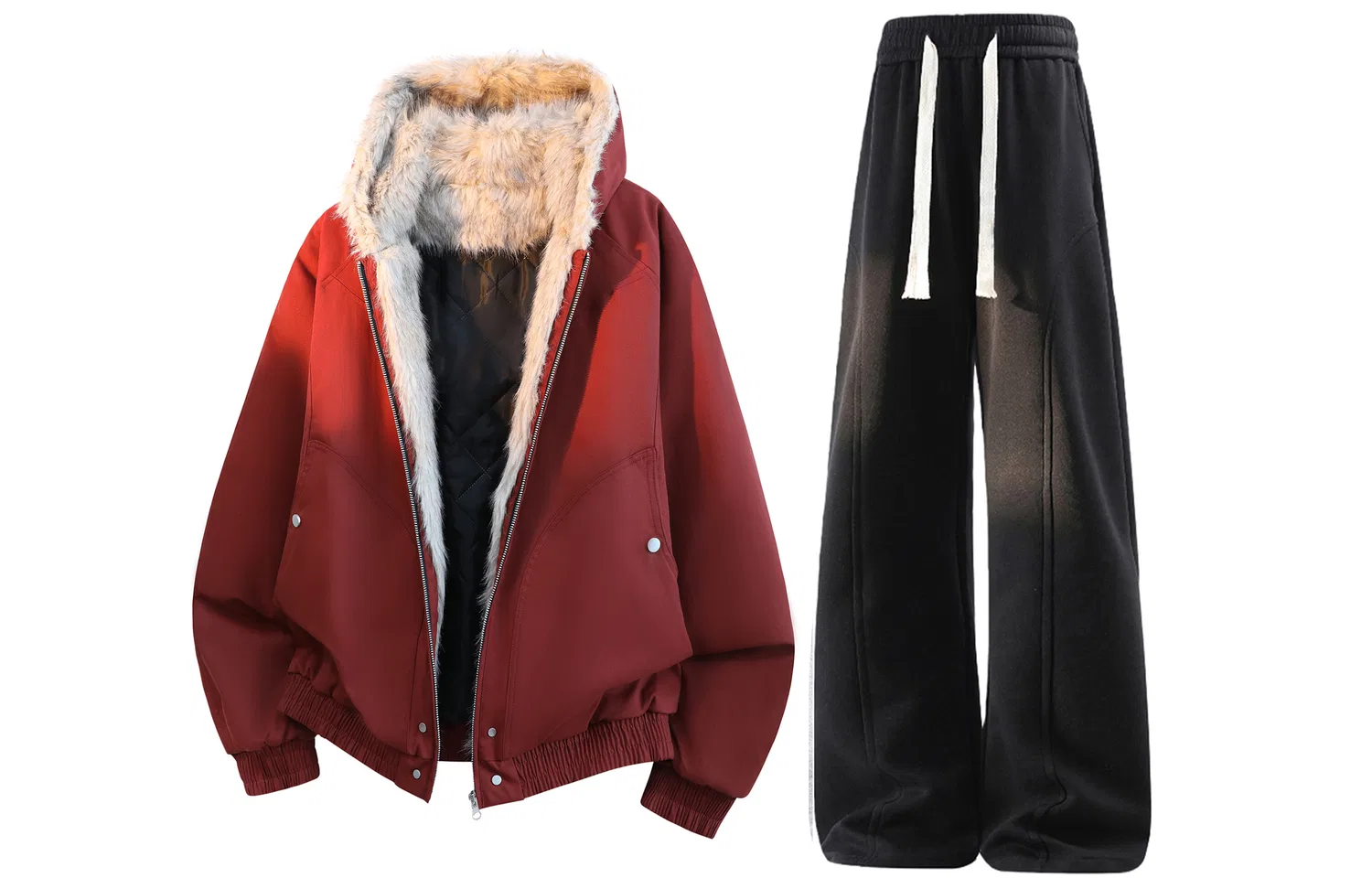 Детский комплект из худи и брюк с флисовой подкладкой X1617, Red Black
