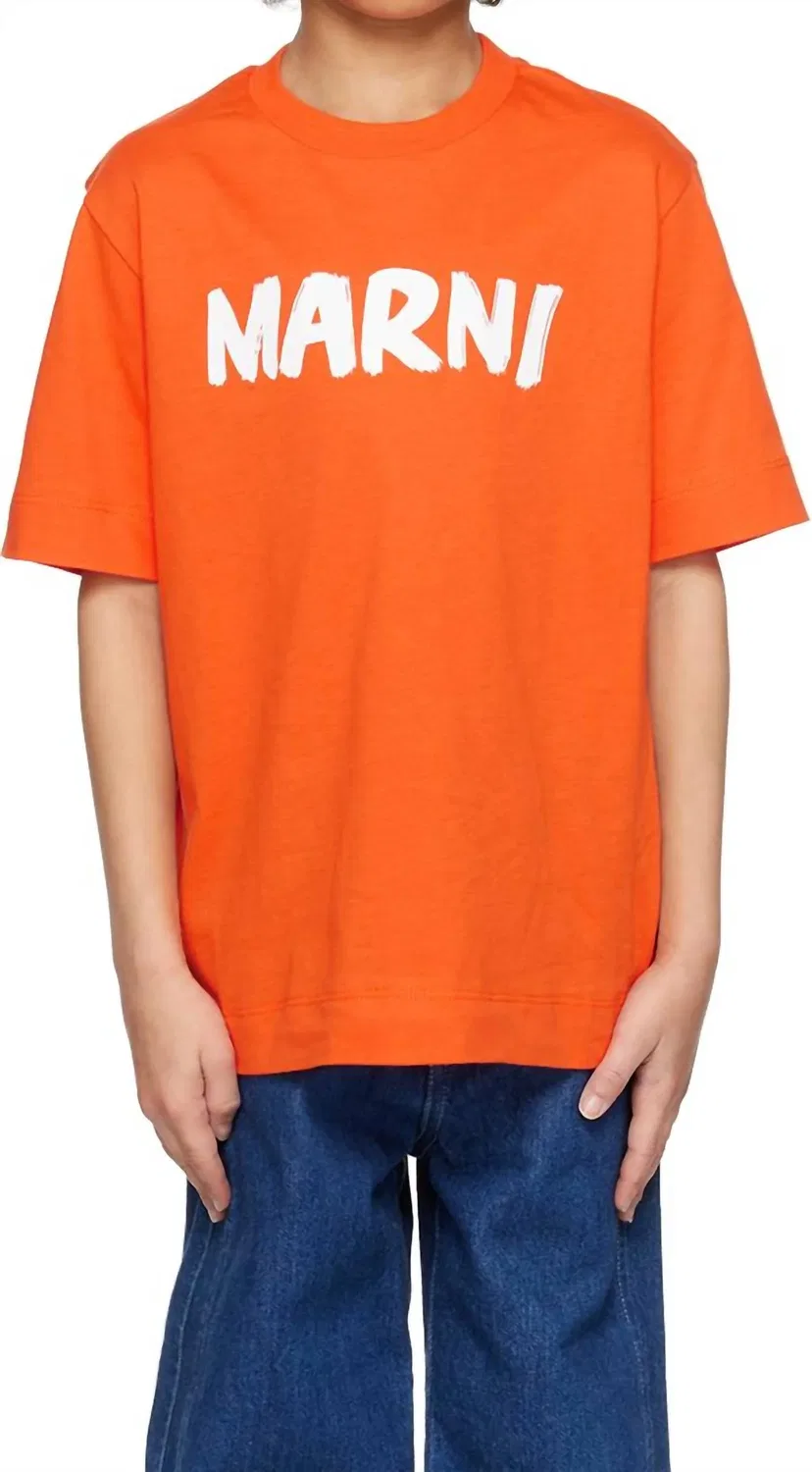 Детская футболка с принтом логотипа Marni, оранжевый