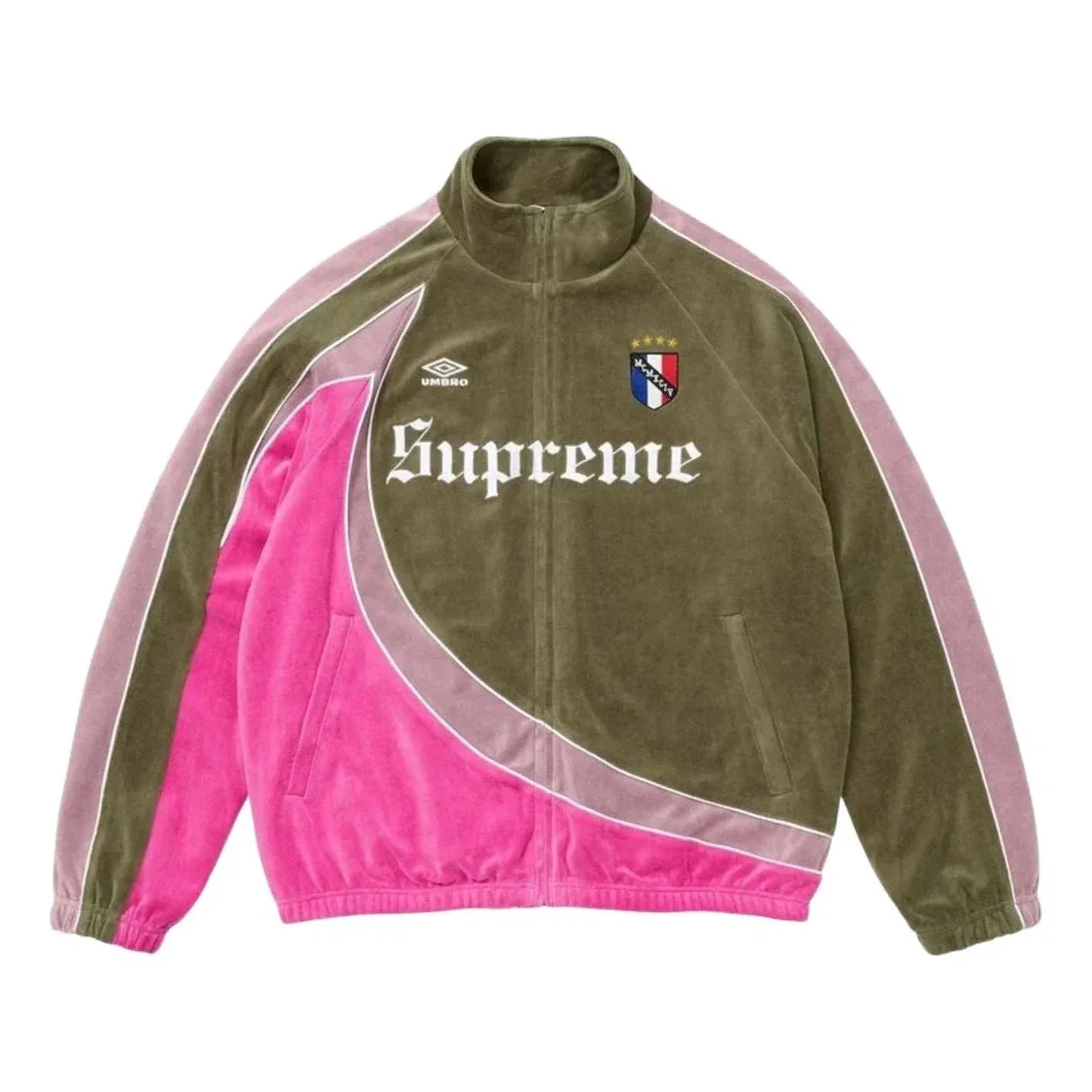 Мужская куртка FW26 x Umbro Velour Track Jacket 'Olive' Supreme, оливковый