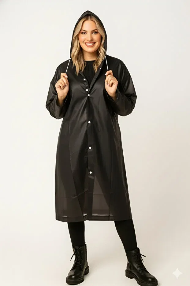 Детское пальто непромокаемое с капюшоном Sibel Günay Butik, Black — фото 4