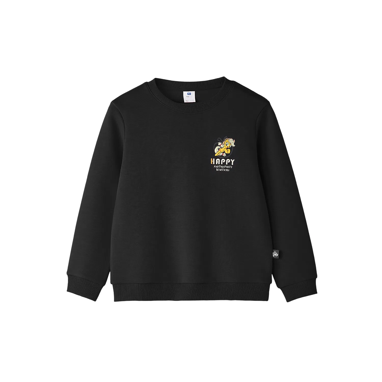 Детский свитшот с круглым вырезом и вышивкой HLA, Black 03