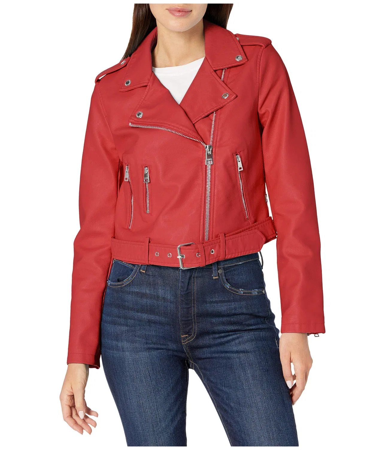 Женская куртка из экокожи с поясом Motorcycle Jacket Levi's, Red