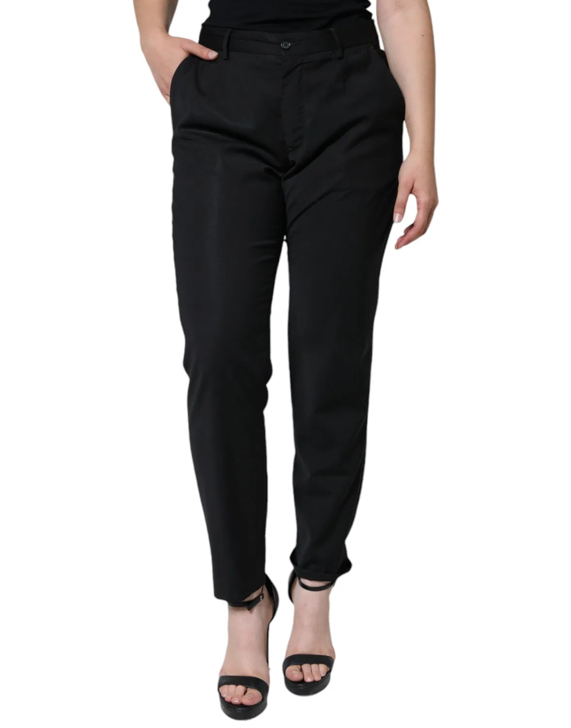 Женские брюки с высокой посадкой зауженного кроя High Waist Pants Dolce & Gabbana, Black
