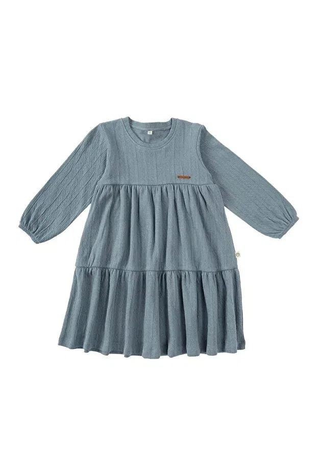 Детское платье для девочек с длинным рукавом Little Gusto, Blue — фото 4