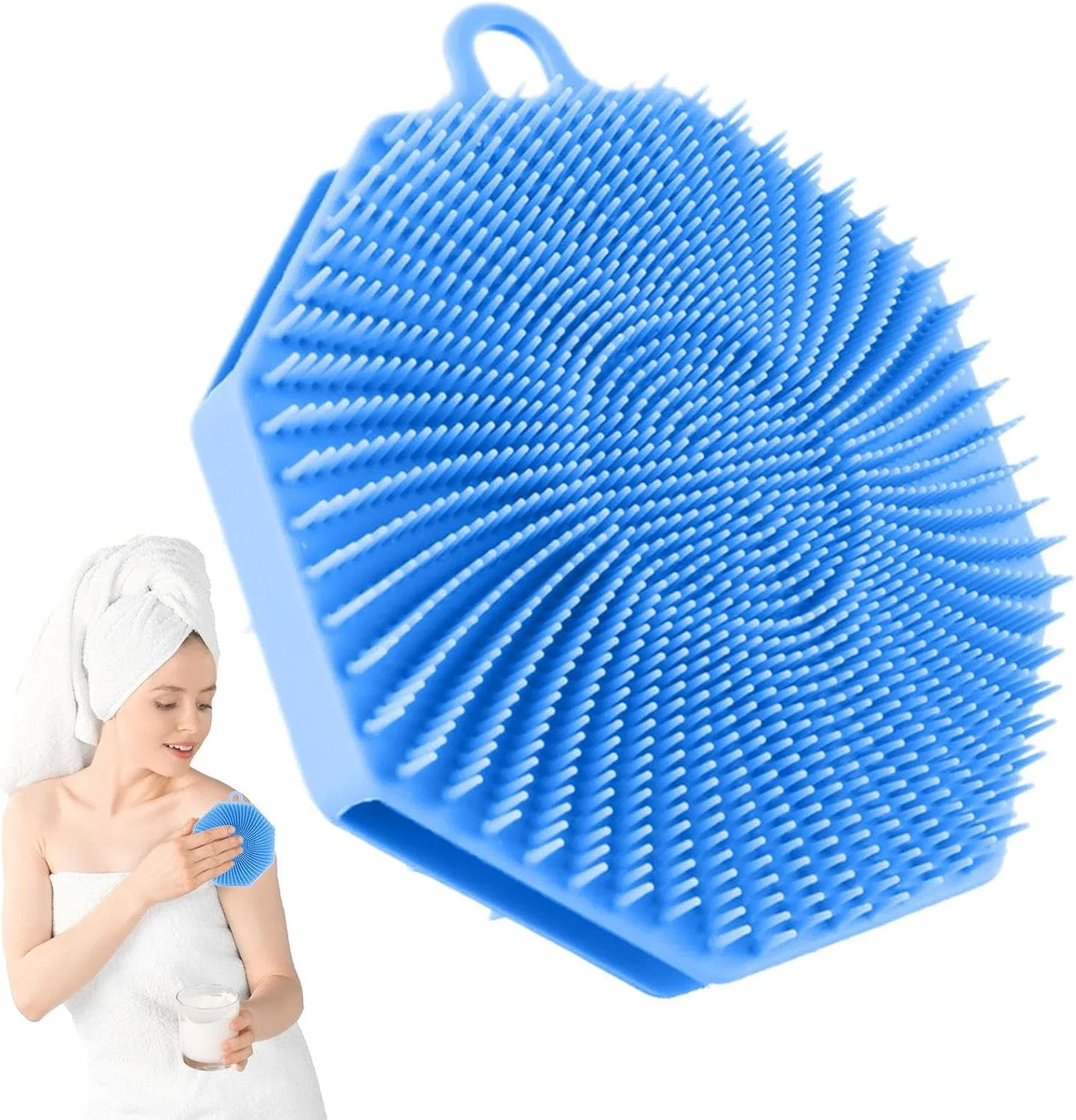 Силиконовая щетка для тела, Generisch, двусторонняя, 12.5x11x2.5 см, Blau — фото 2