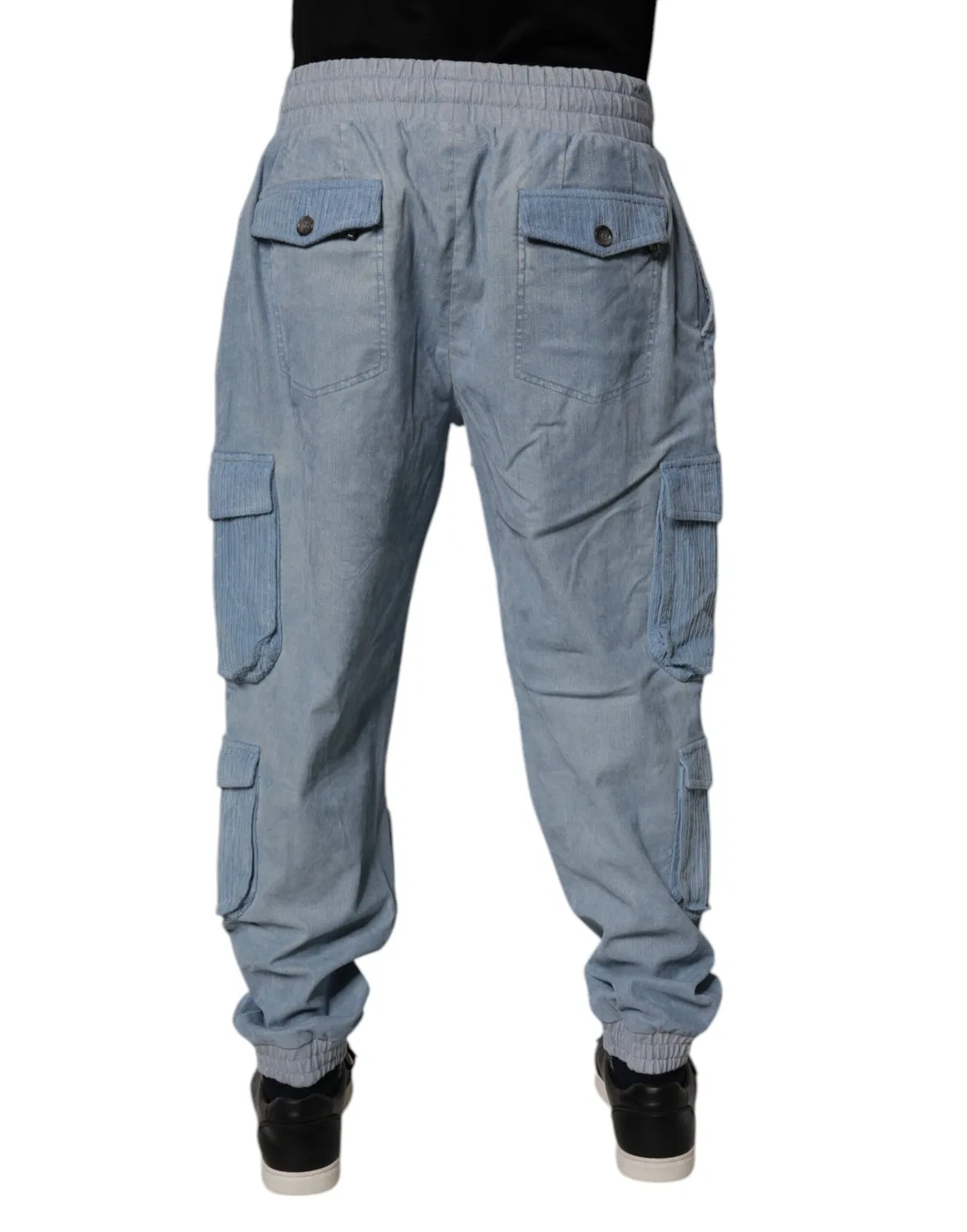 Мужские брюки-карго на шнурке Light Blue Cotton Jogger Cargo Dolce & Gabbana, Light Blue — фото 4