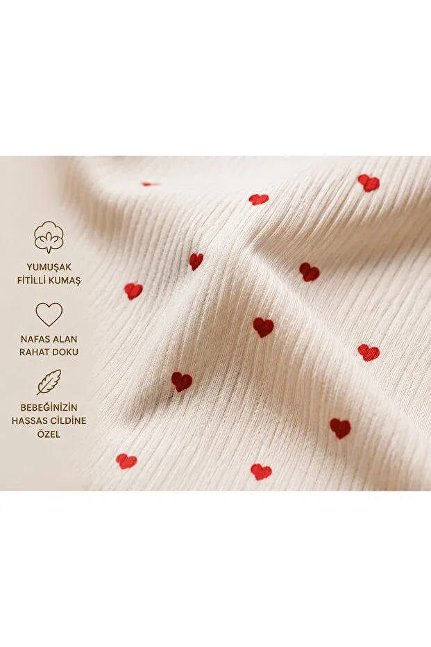 Детский комплект боди для новорожденных хлопковый Heart Patterned Lumy Kids, Red — фото 4