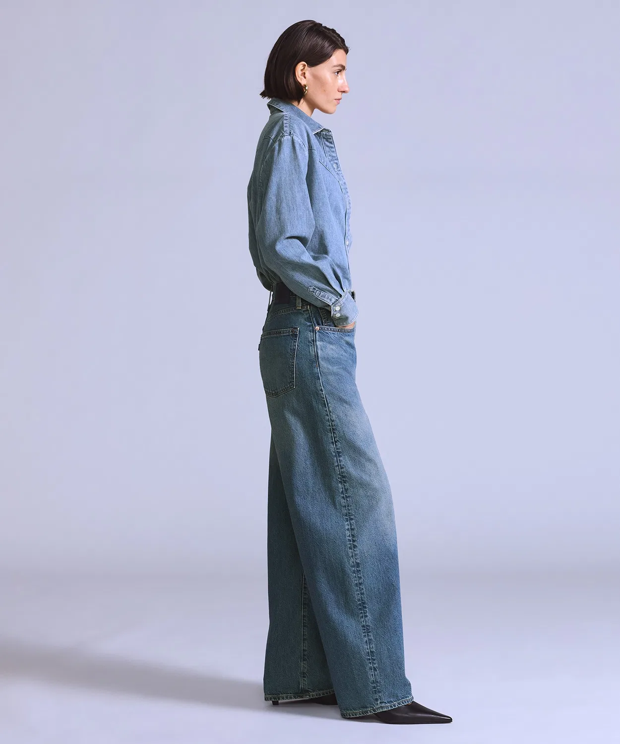 Женские джинсы свободного кроя с багетной формой ног Levi's Blue Tab Drop Barrel, Indigo Blue — фото 3