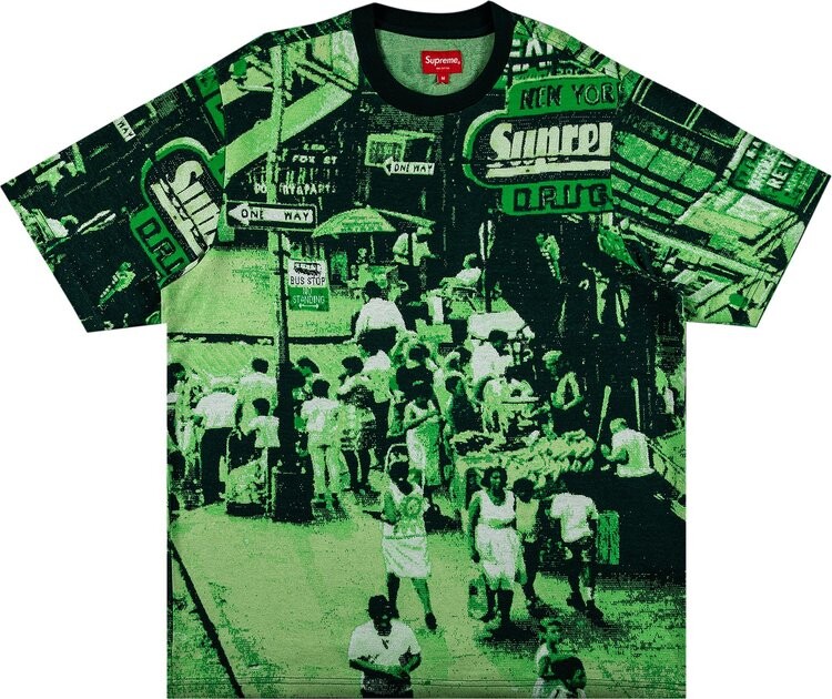 Футболка Supreme Street Scene Jacquard Short-Sleeve Top 'Green', зеленый — фото 2