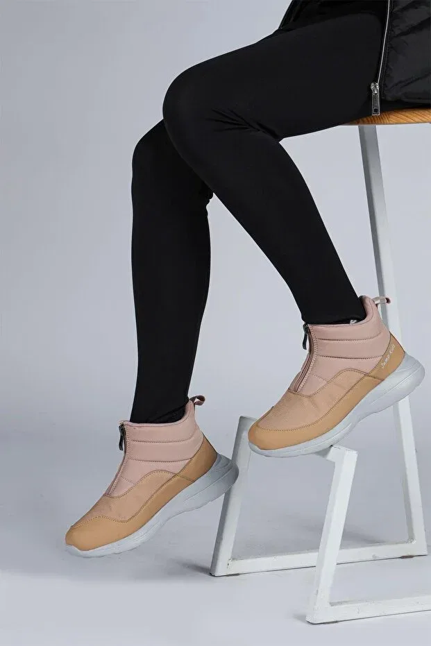 Детские ботинки для девочек с молнией Jump, Salmon Pink - Brown — фото 4