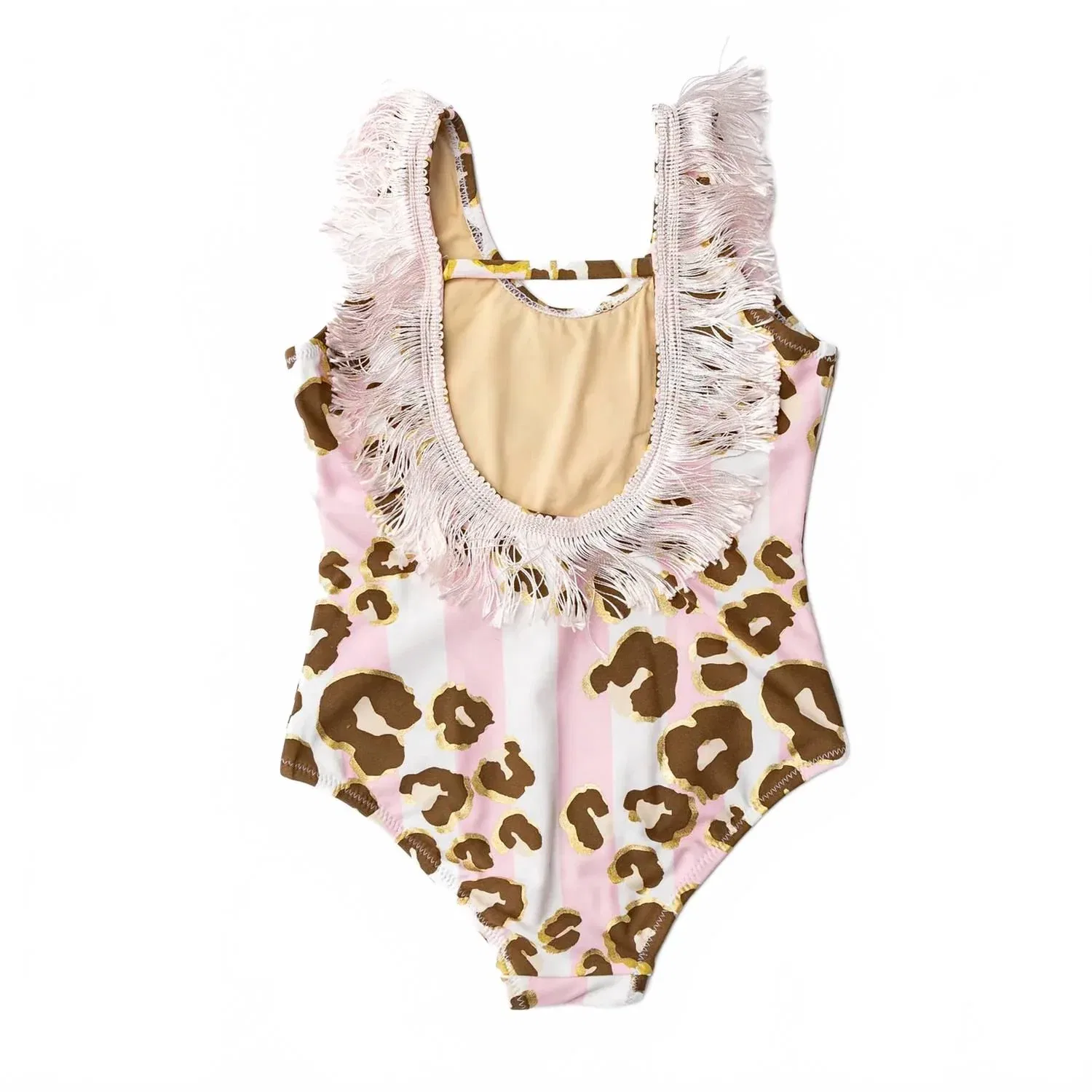 Детский купальник слитный с бахромой Metallic Leopard Shade Critters, Metallic Leopard — фото 3