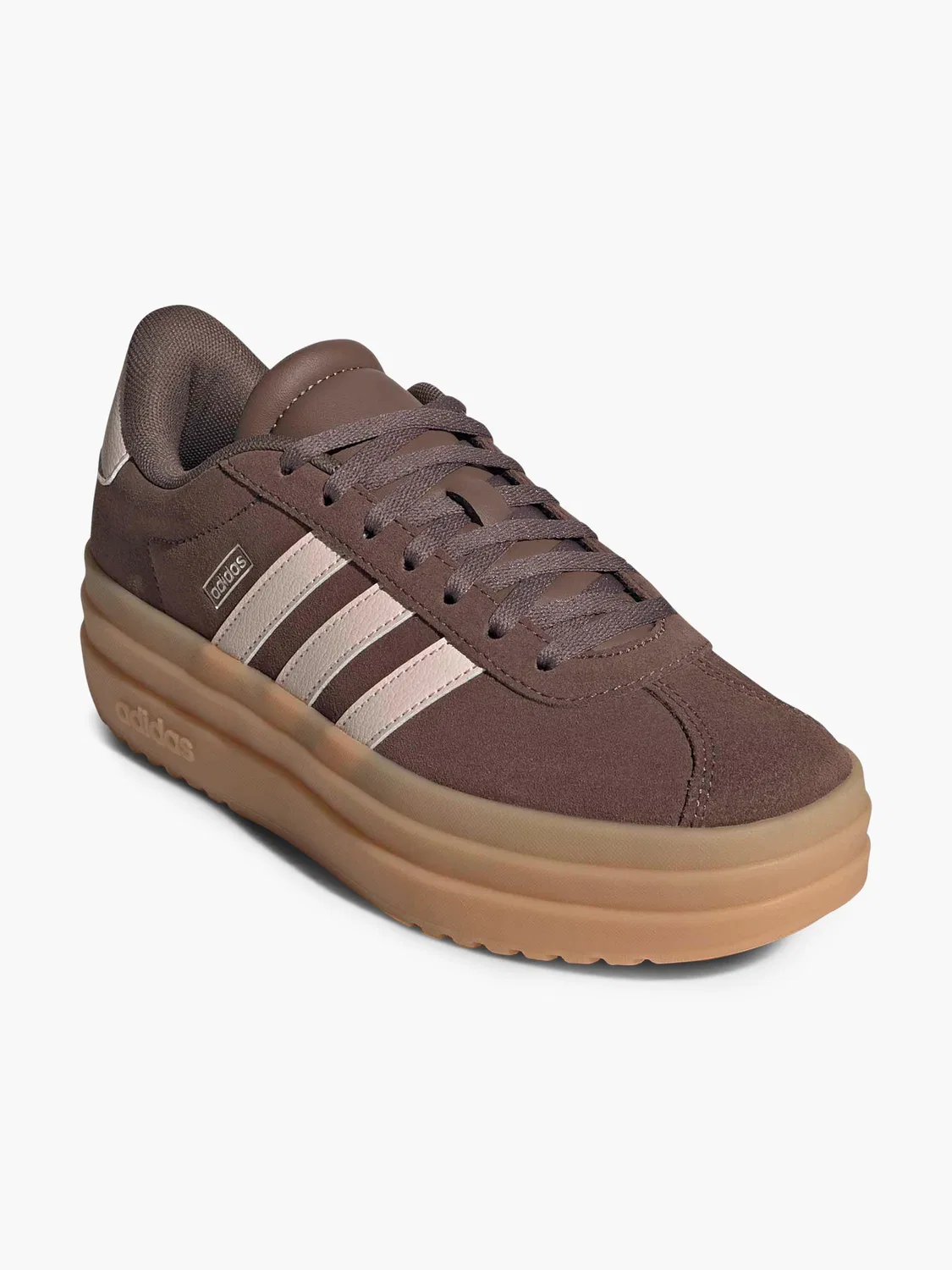 Детские кроссовки на шнуровке Adidas VL Court Bold J, коричневый — фото 2