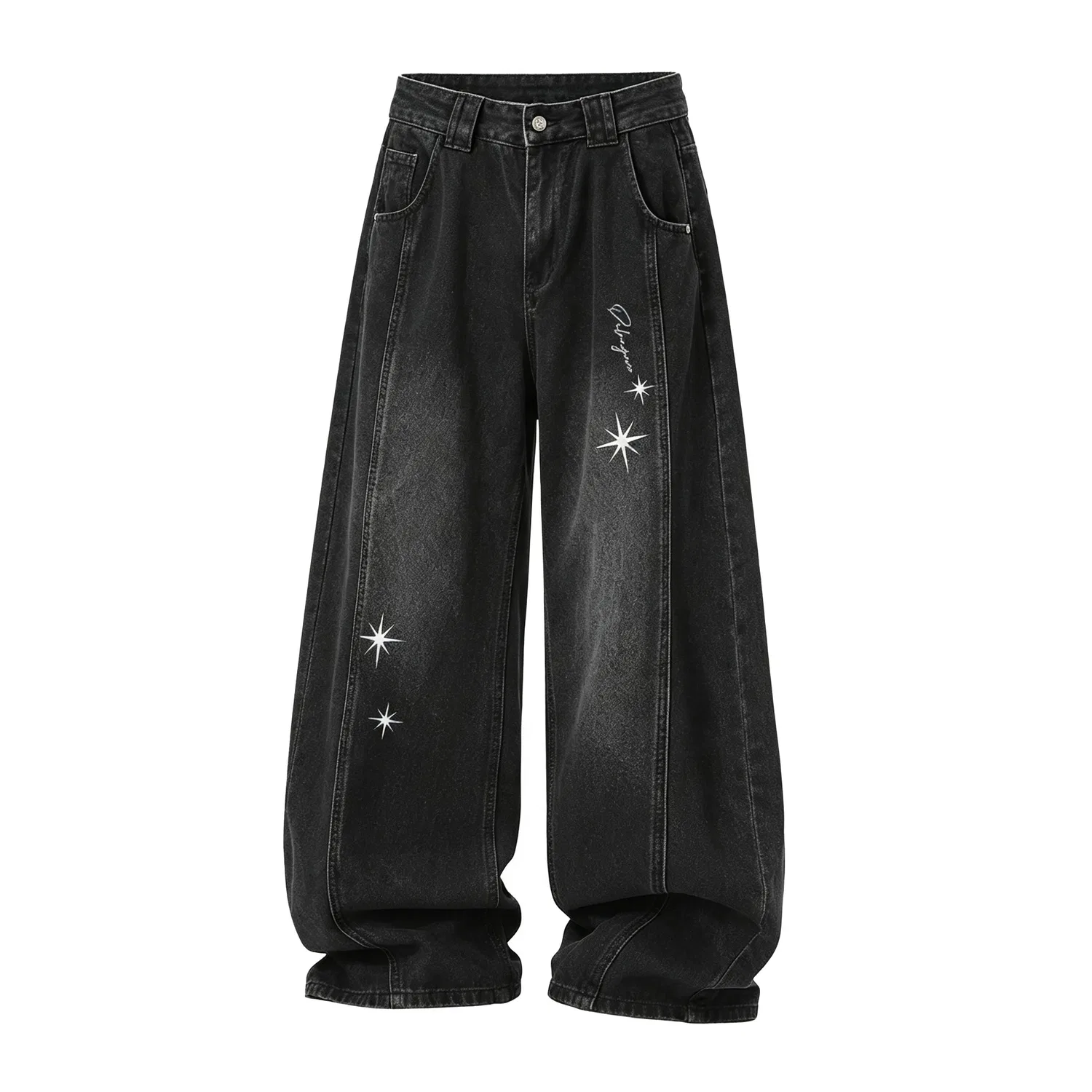 Детские джинсы прямого кроя с начесом Unisex Thickened And Fleece Lined Straight Fit Pants PAL ONGACO, Black
