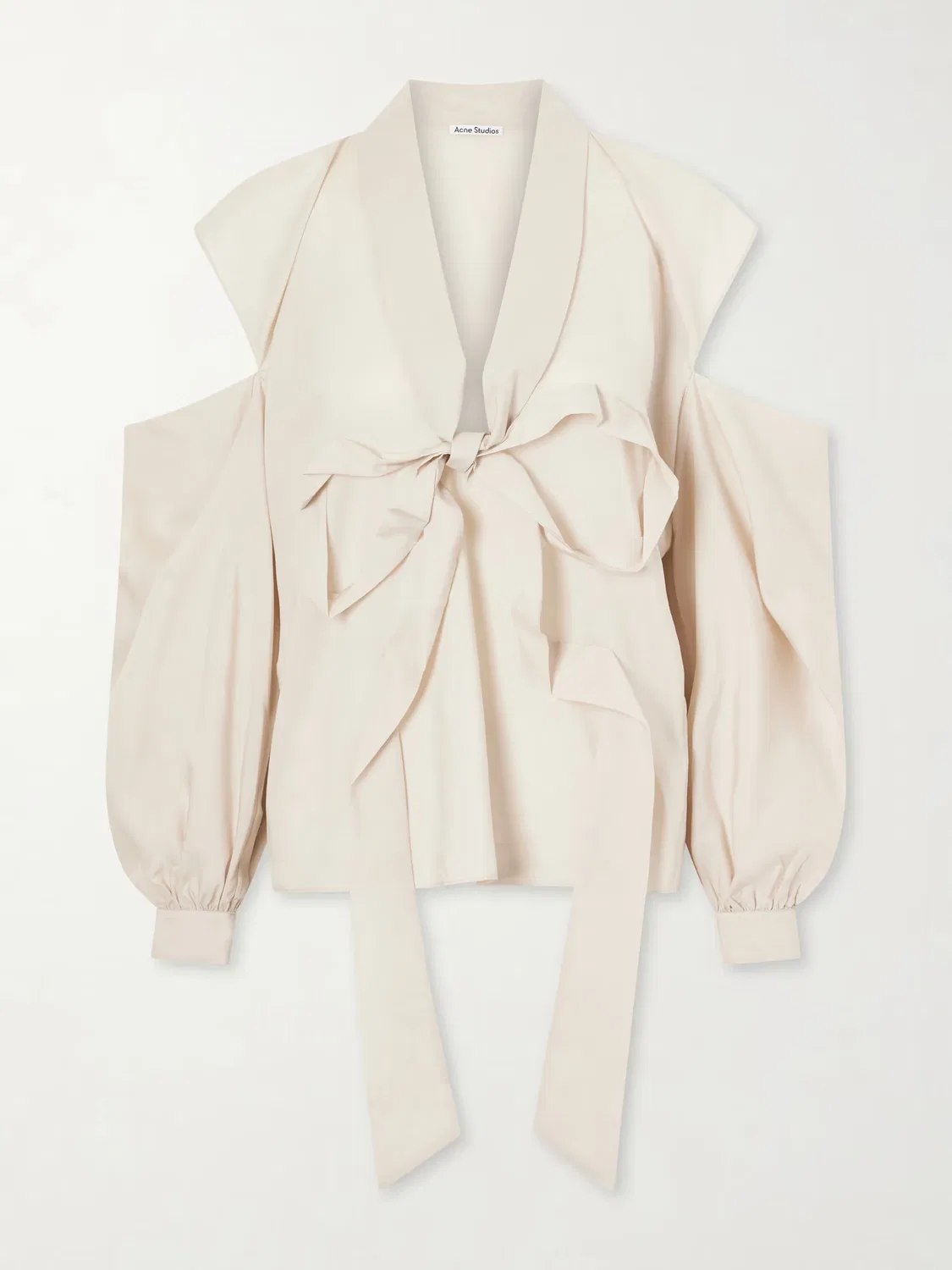 Блузка из лиоцелла с бантом и вырезами Acne Studios, бежевый