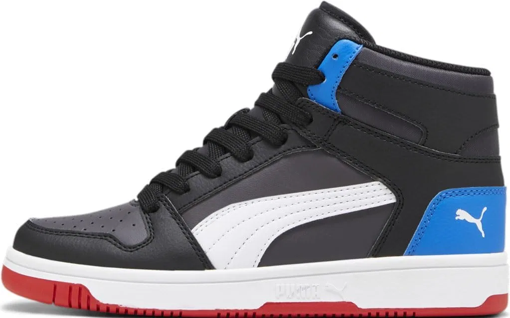 Детские кроссовки для мальчиков с шнуровкой Rebound Layup Mid PUMA, Black — фото 3