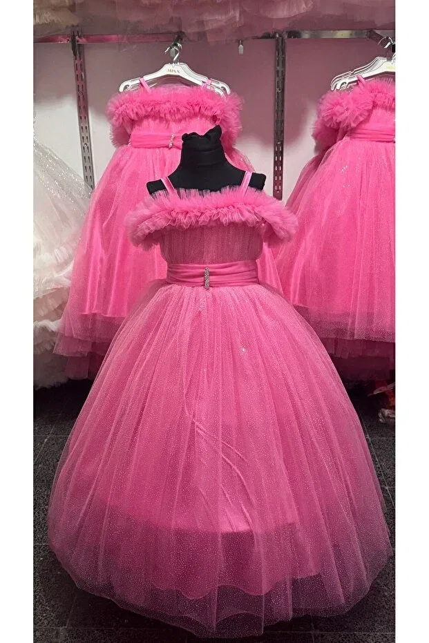 Детское платье для девочек без рукавов Children'S Degaje Tulle Glitter Evening Dress Kidslady, Pink