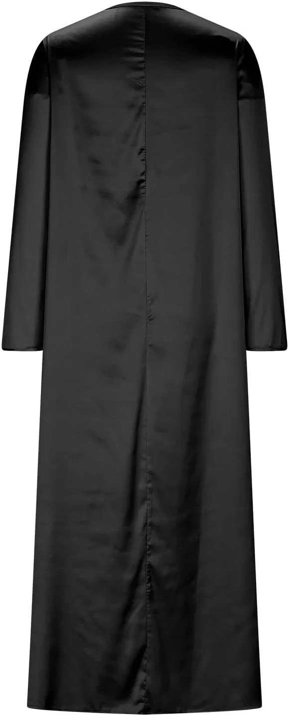 Женское платье миди свободного кроя V-образным вырезом Satin, Black — фото 4
