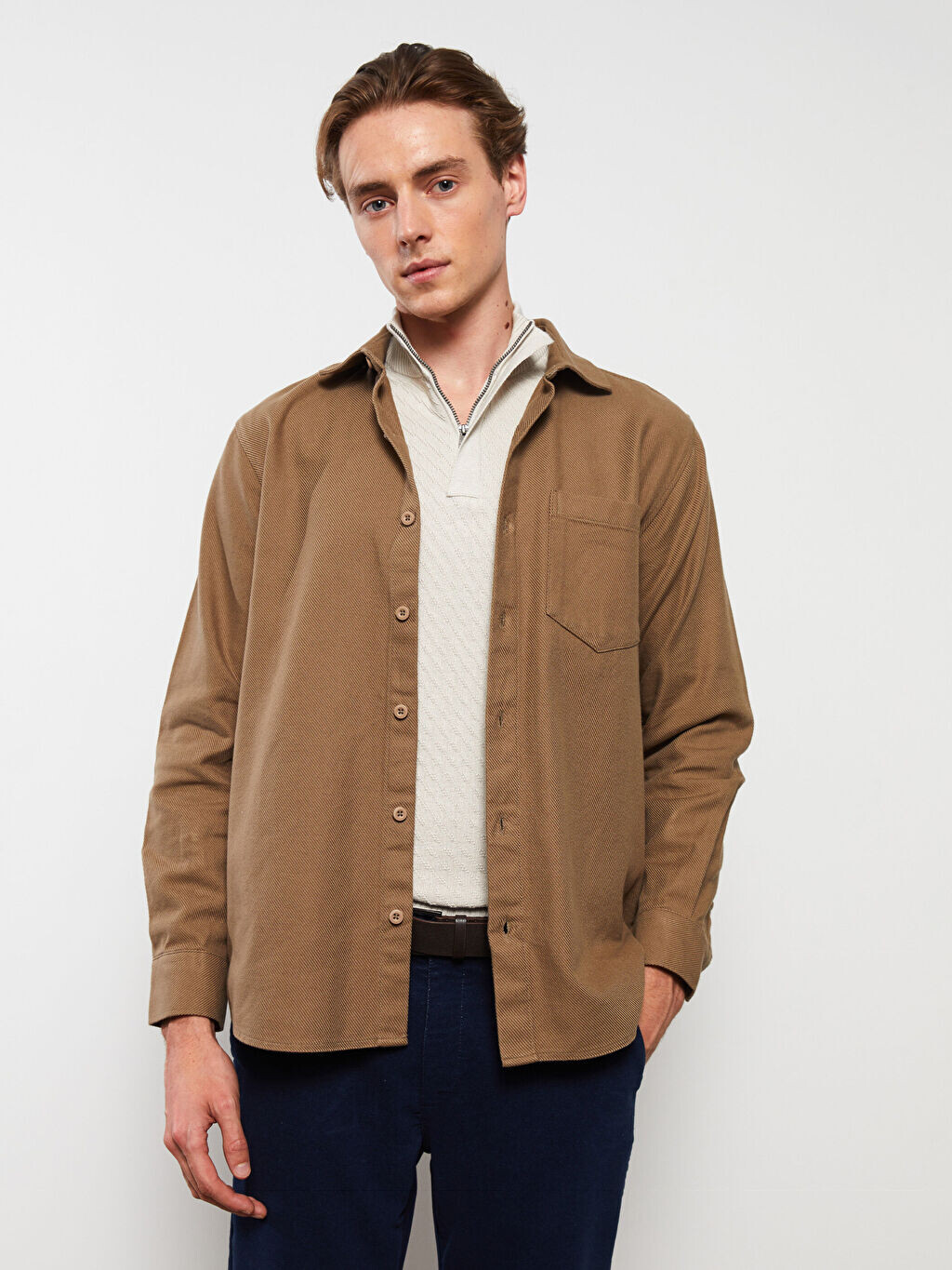 

Мужская куртка-рубашка Regular Fit с длинным рукавом LC Waikiki Basic, Коричневый, Мужская куртка-рубашка Regular Fit с длинным рукавом LC Waikiki Basic