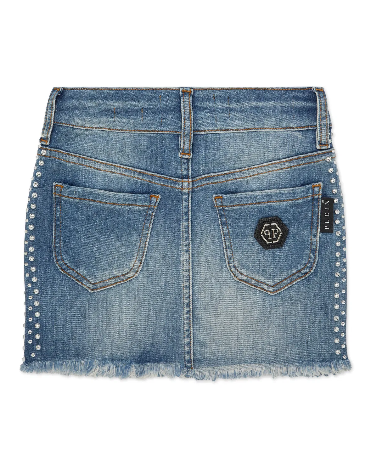 Детская мини-юбка из денима с блеском и рубчиком PHILIPP PLEIN, Salt'n'Pepa — фото 2