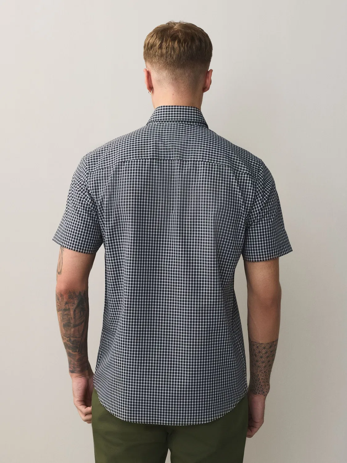 Рубашка оксфордская Regular Fit Easy Iron Next, Navy Blue Mini Check — фото 3