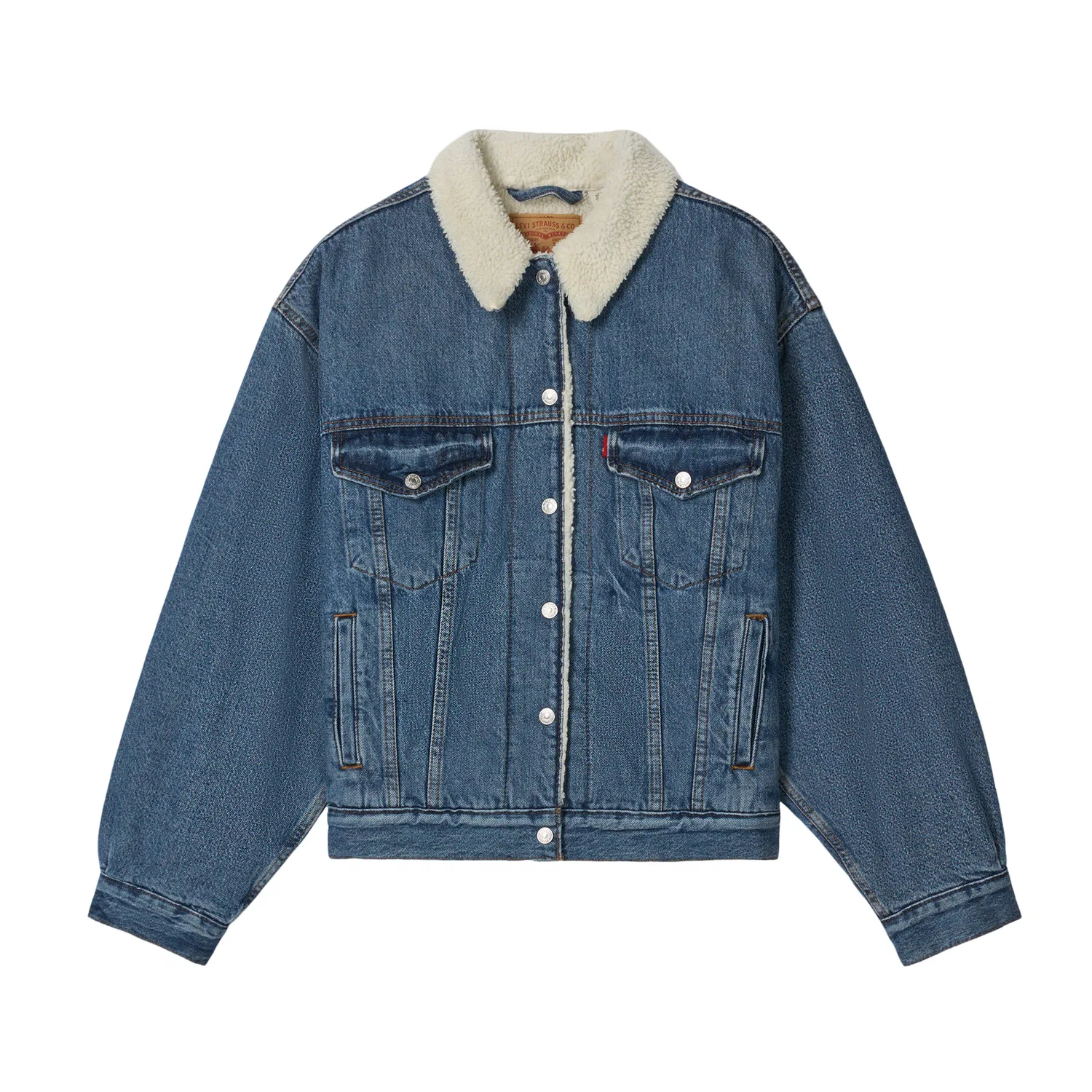 Женское джинсовое пальто с лацканами, прямой крой, Medium Blue, Levis