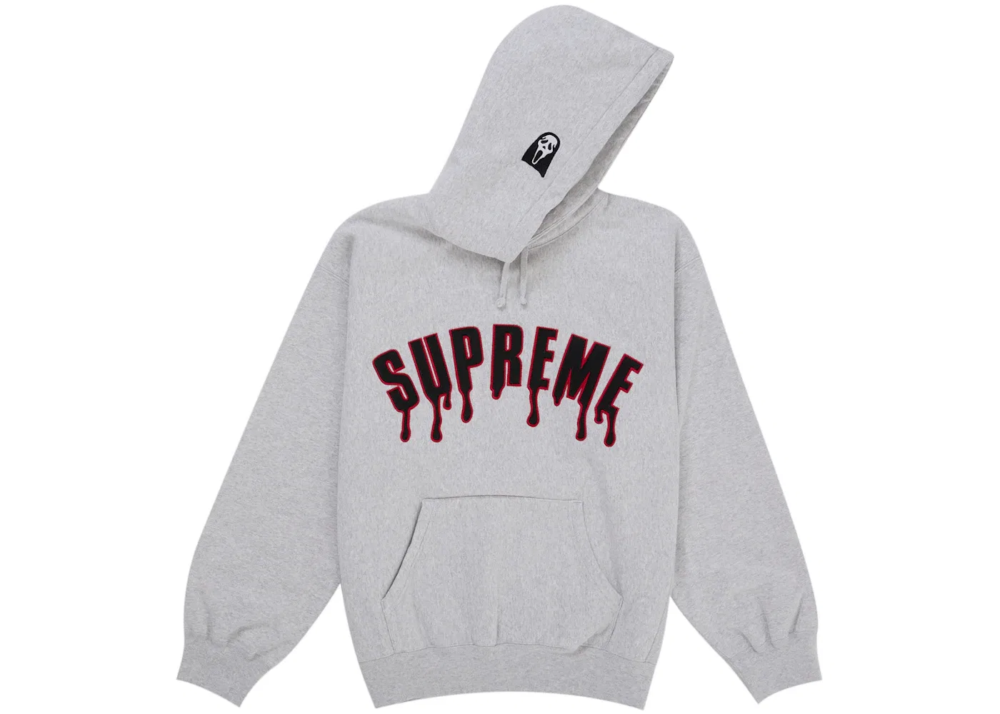 Мужской худи с принтом Supreme Ghostface Arc Hooded Sweatshirt, Ash Grey — фото 2