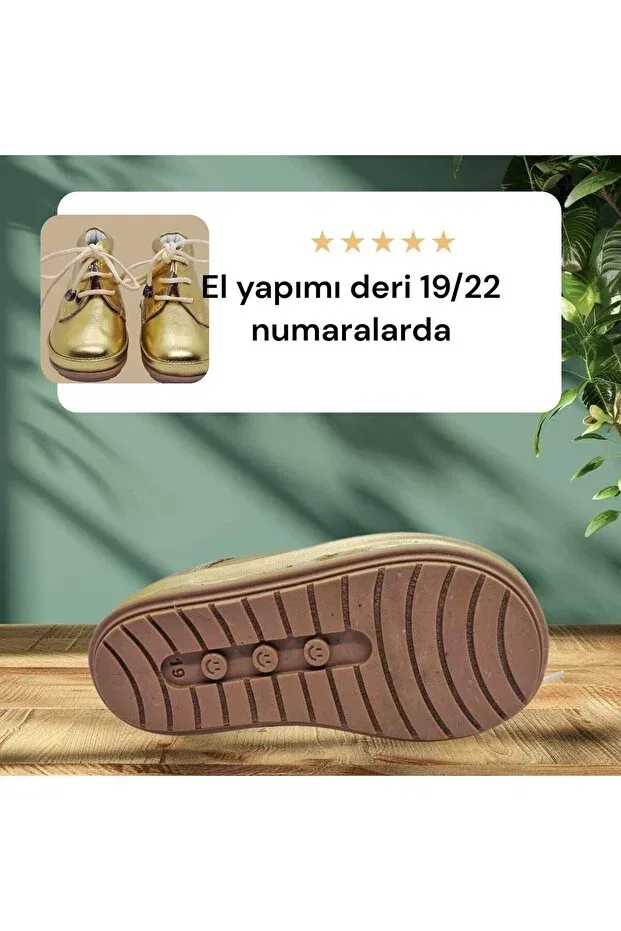 Детские туфли для девочек на шнуровке Momy, Gold — фото 4