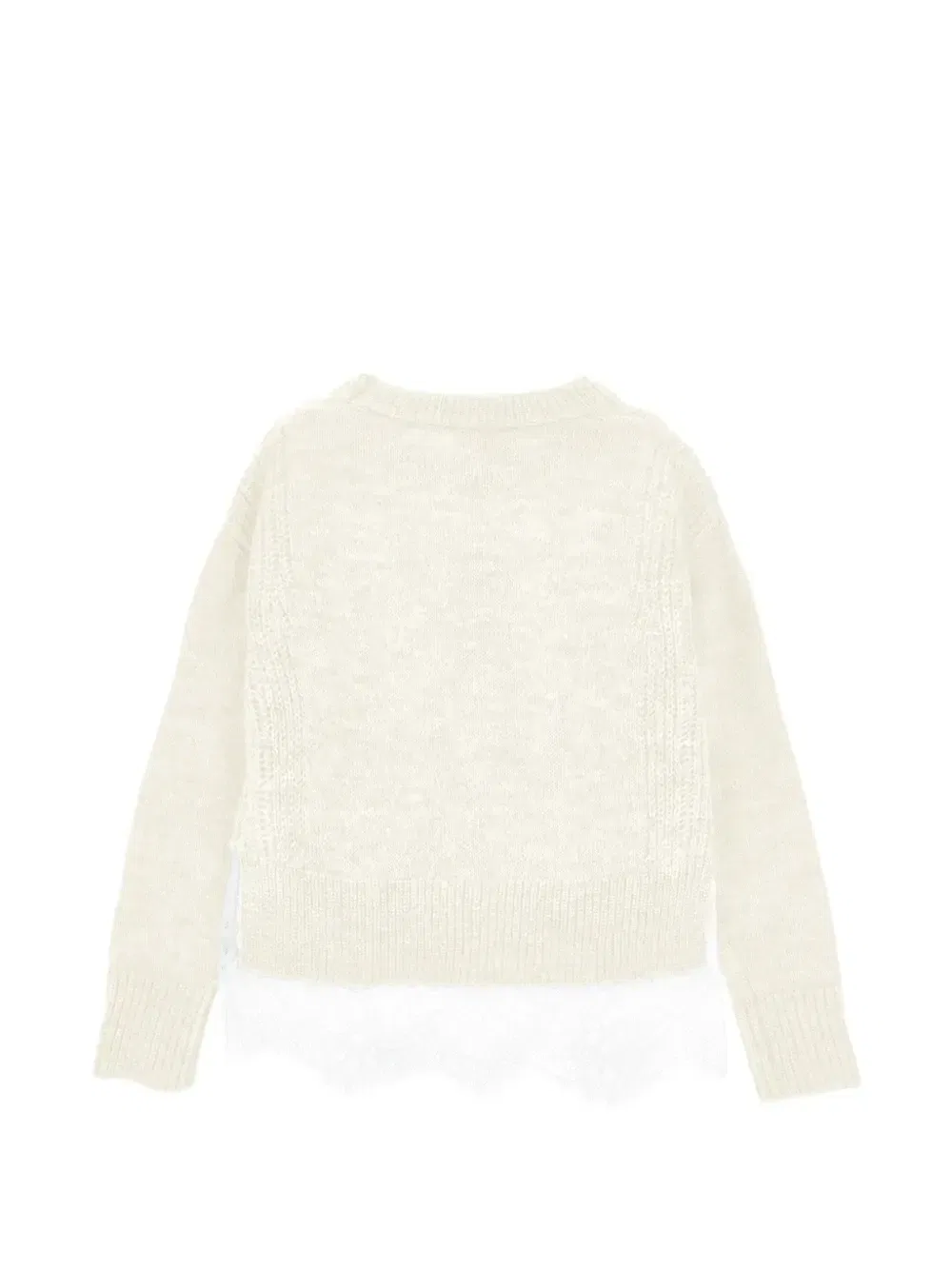 Свитер из кос с кружевной отделкой Ermanno Scervino Junior, бежевый — фото 2