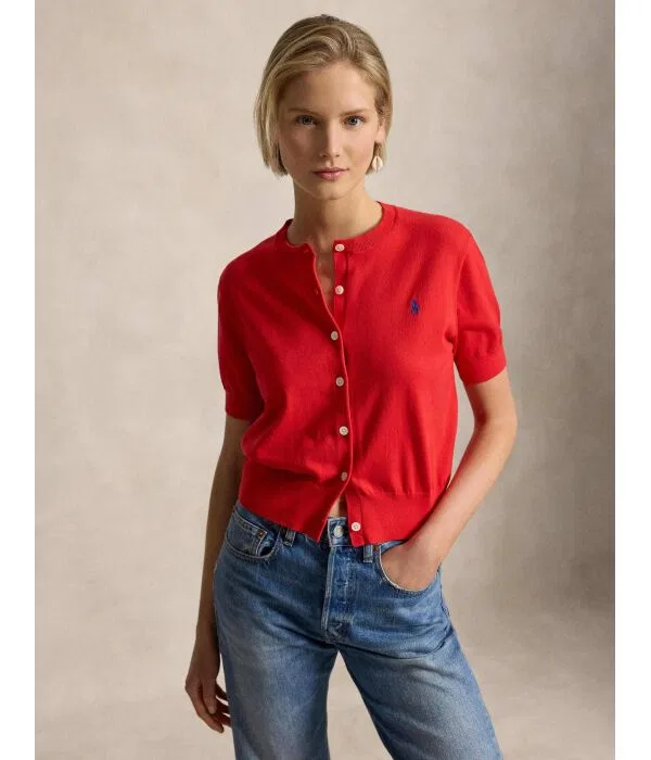 Женский кардиган классического кроя Pima Polo Ralph Lauren, красный