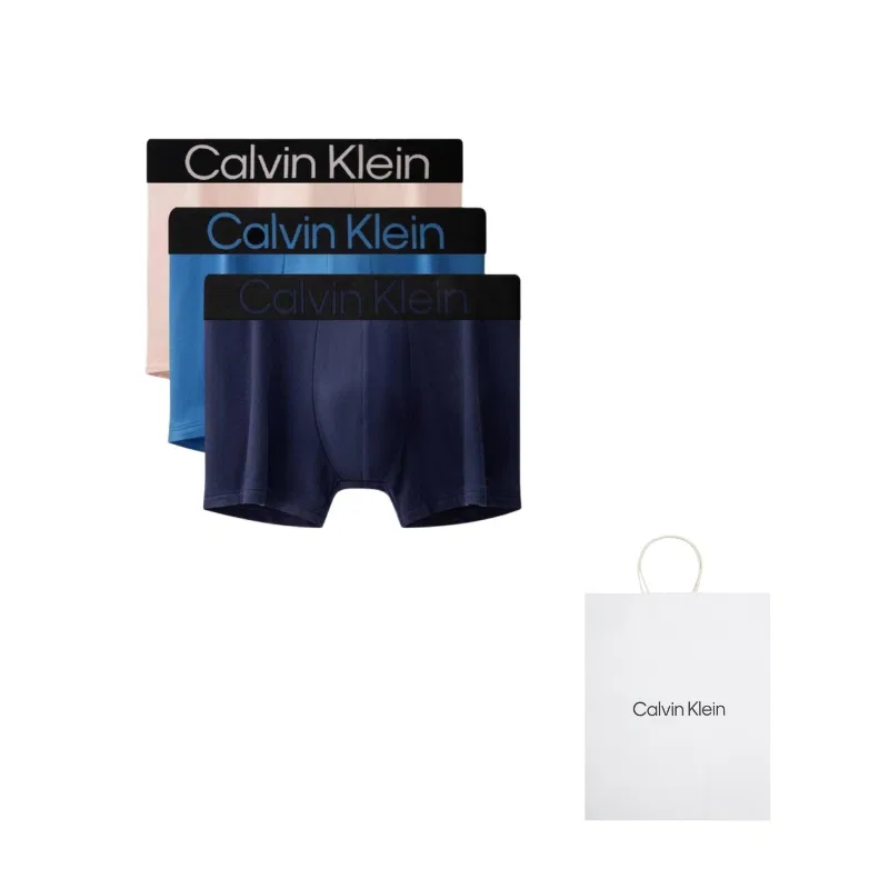 Мужской комплект боксеров Calvin Klein, Цвет Hun-Lake Blue/Navy Blue/Coral Pink