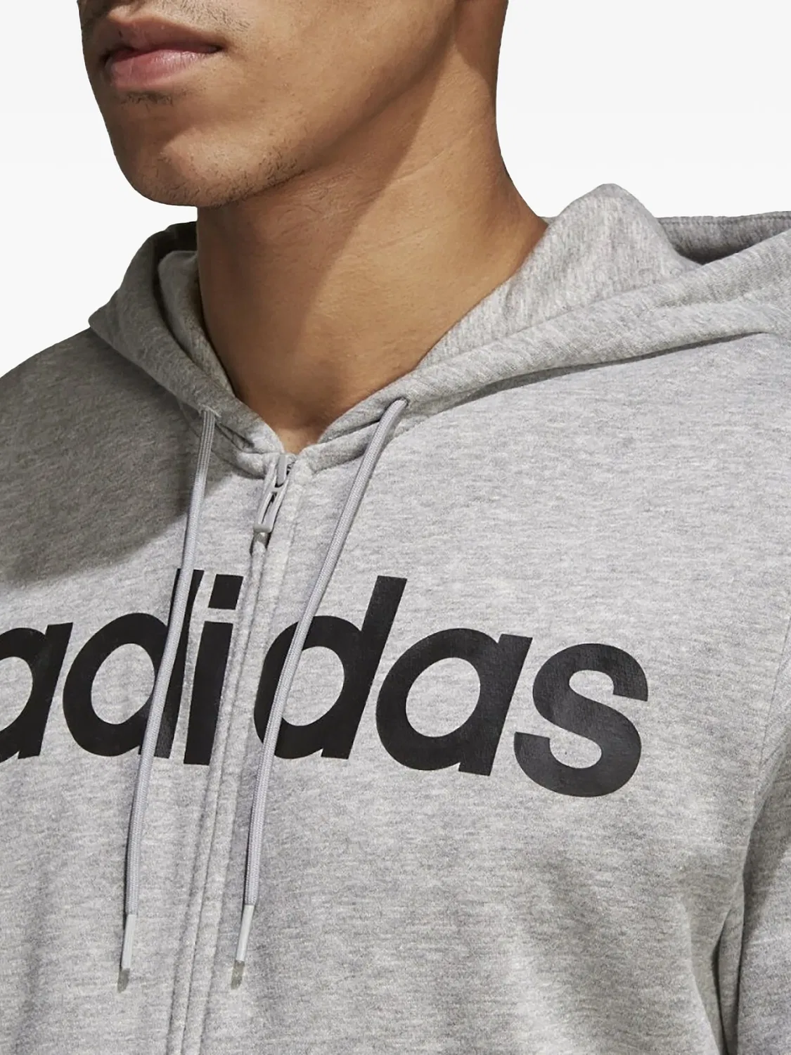 Худи Essentials на молнии с логотипом Adidas, серый — фото 2