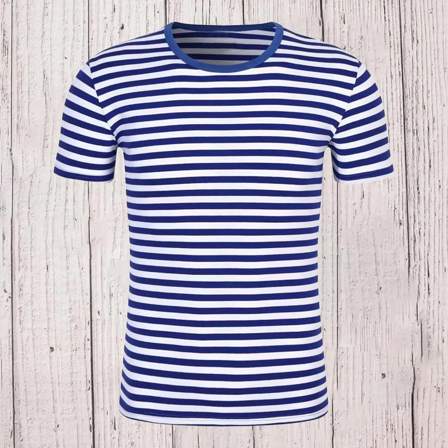 Мужская футболка с цветными блоками, короткий рукав, Crew Neck, Cotton, Blue — фото 2