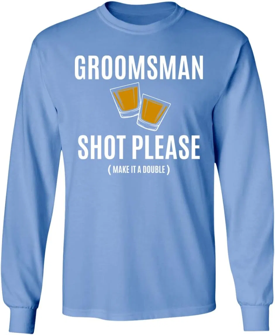 Мужская футболка с длинным рукавом с принтом Groomsman Shot, Dark Heather — фото 3