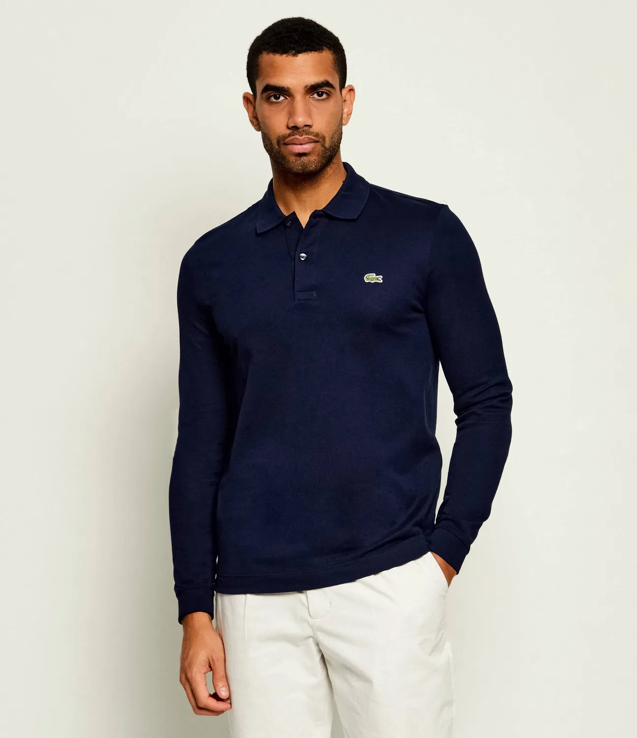 Поло с длинным рукавом Lacoste, темно-синий