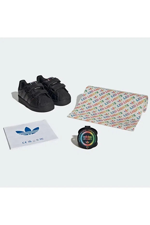 Детские кроссовки на шнуровке Superstar led lights cf i Adidas, Black — фото 3
