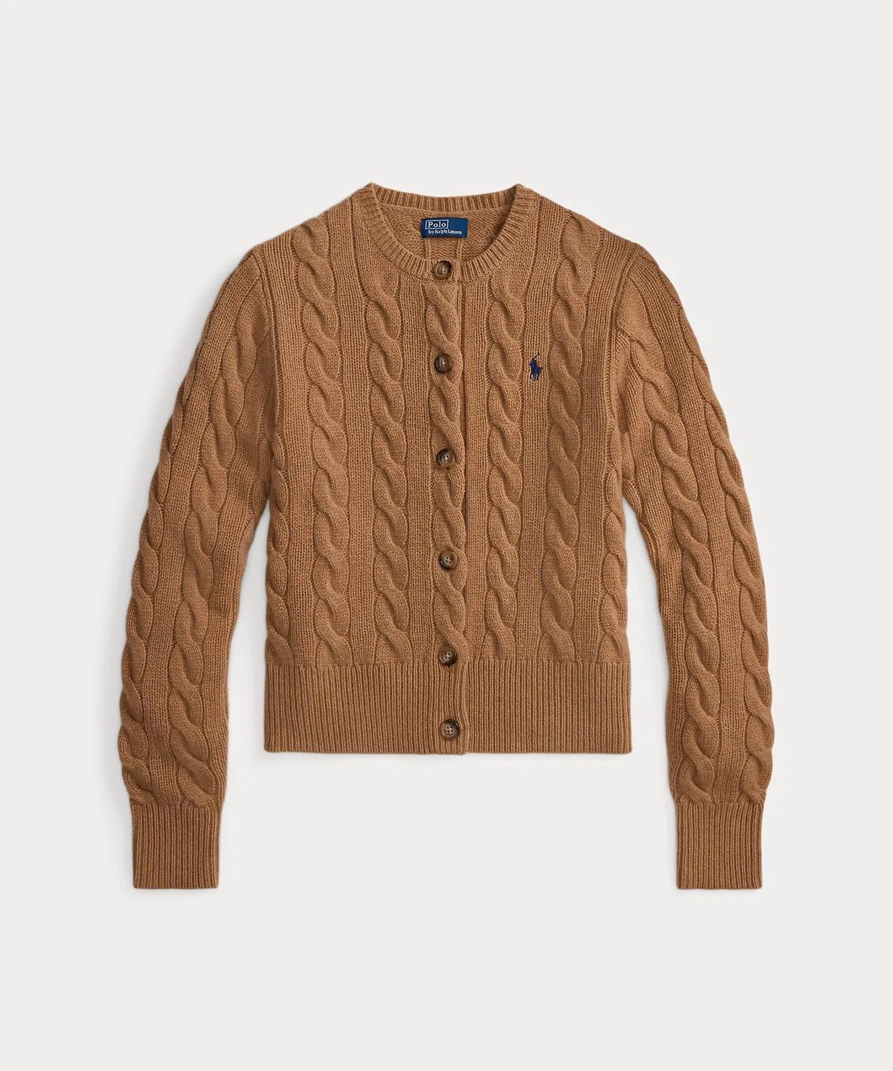 Женский кардиган из шерсти и кашемира с длинным рукавомPOLO RALPH LAUREN, Коричневый — фото 2