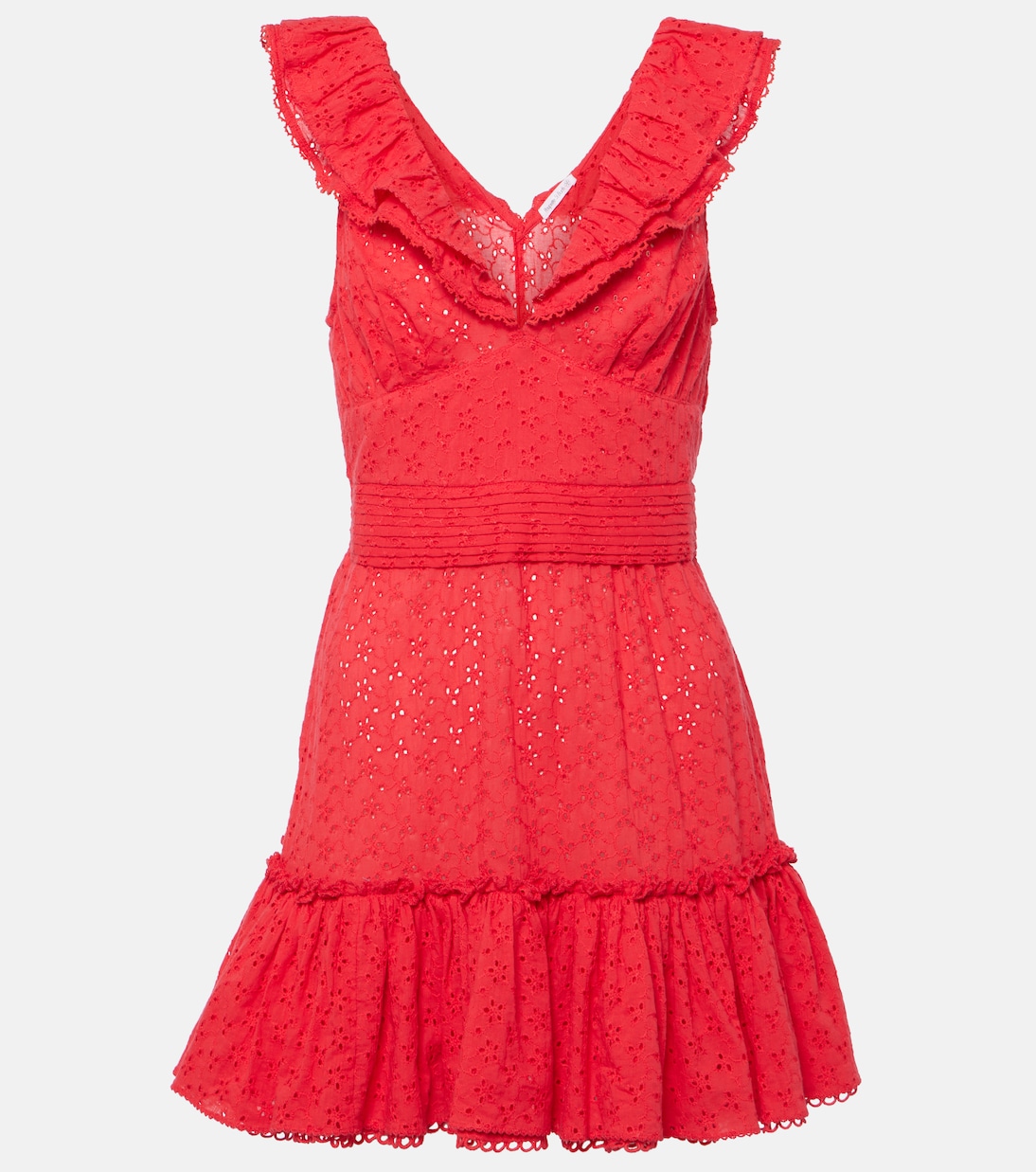 

Мини-платье Bruna из хлопка с оборками Poupette St Barth, Cherry Red