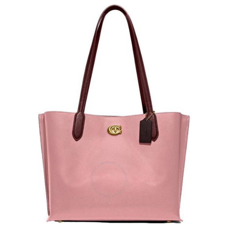 

Полированная кожаная сумка тоут с текстурой гальки шоппер через плечо женская большая розовая COACH, Set (Bag+Dust Bag)