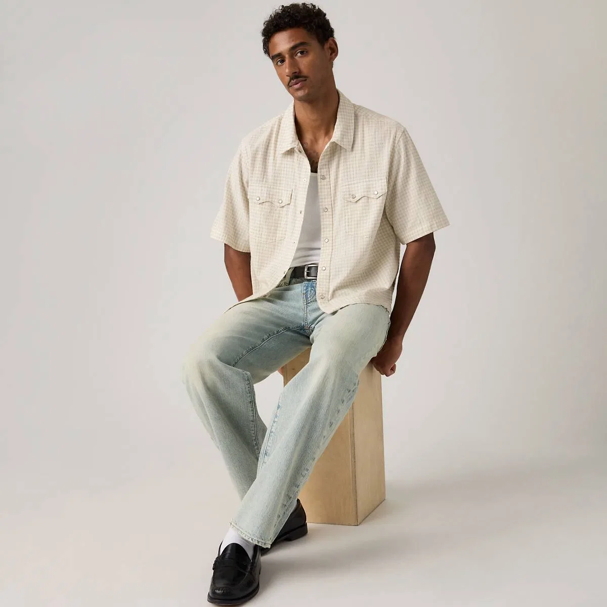 Свободная рубашка в стиле вестерн с коротким рукавом Levi's, Criss Cross - White — фото 2