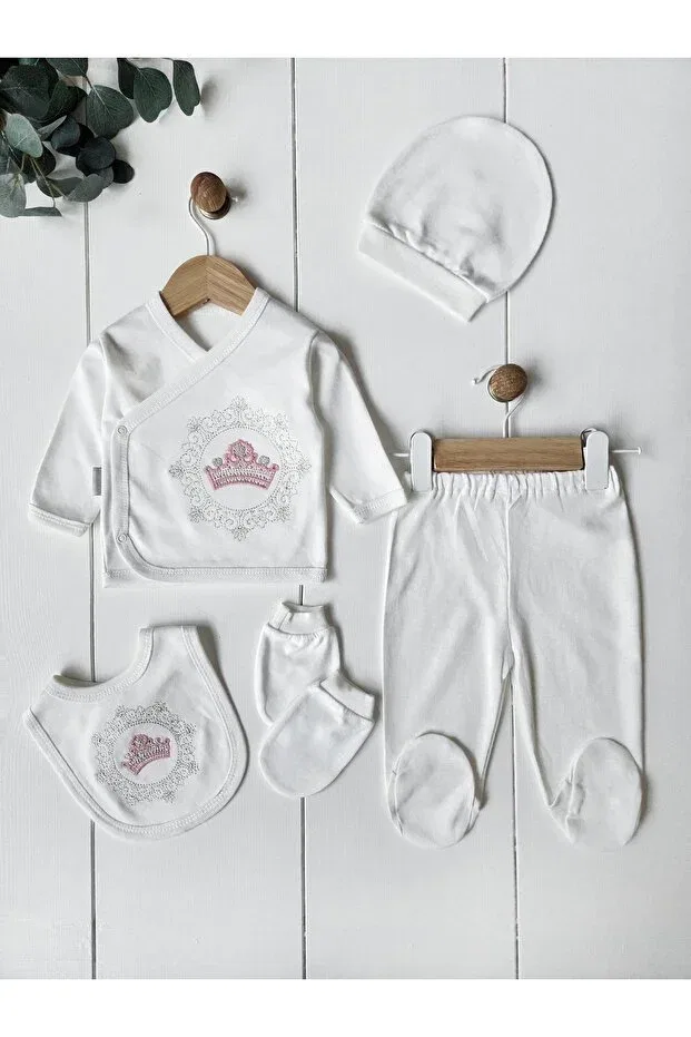 Детский для девочек комплект боди хлопковый Panfilia, White Pink — фото 2