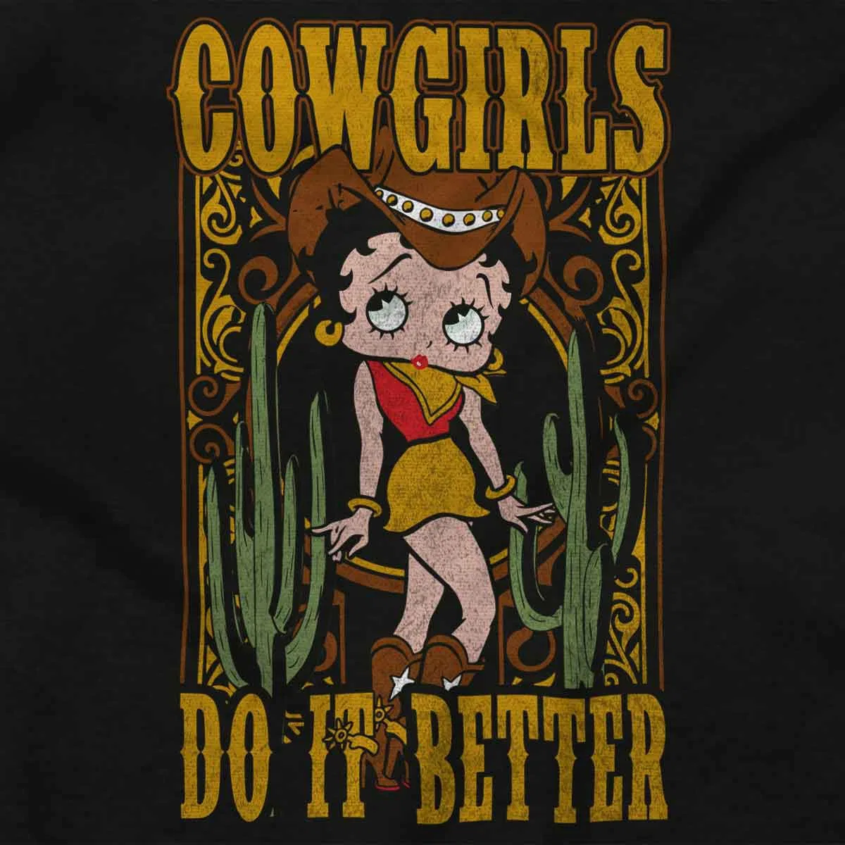 Детское боди для девочек с принтом Betty Boop Cowgirls Do It Better Brisco Brands, Black — фото 2