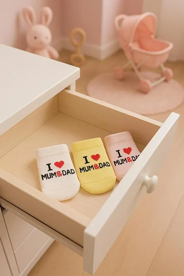 Детский комплект носков для девочек хлопковый 3 шт Moda, Ecru-Lemon Yellow-Sugar Pink — фото 3