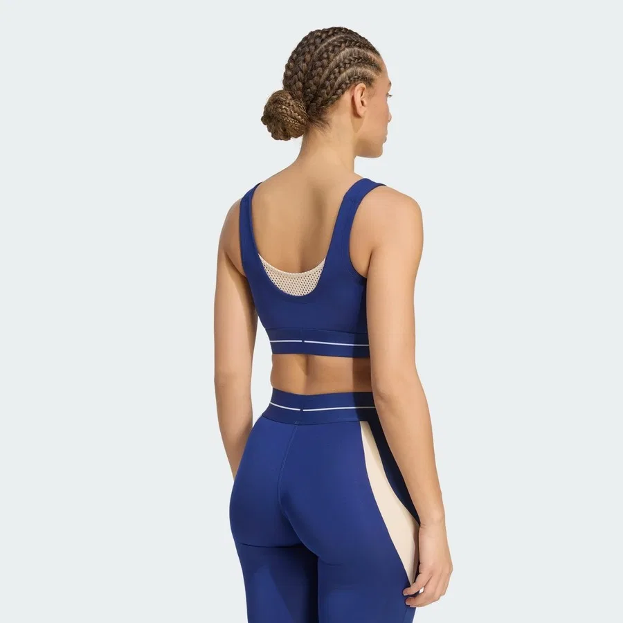 Спортивный бюстгальтер с легкой поддержкой Hyperglam 3-Stripes Color Block adidas, Темно-синий — фото 2