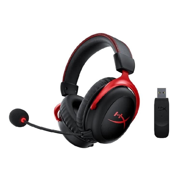 

Гарнитура игровая HYPERX Cloud II, для ПК и игровых консолей, накладные, радио, черный / красный