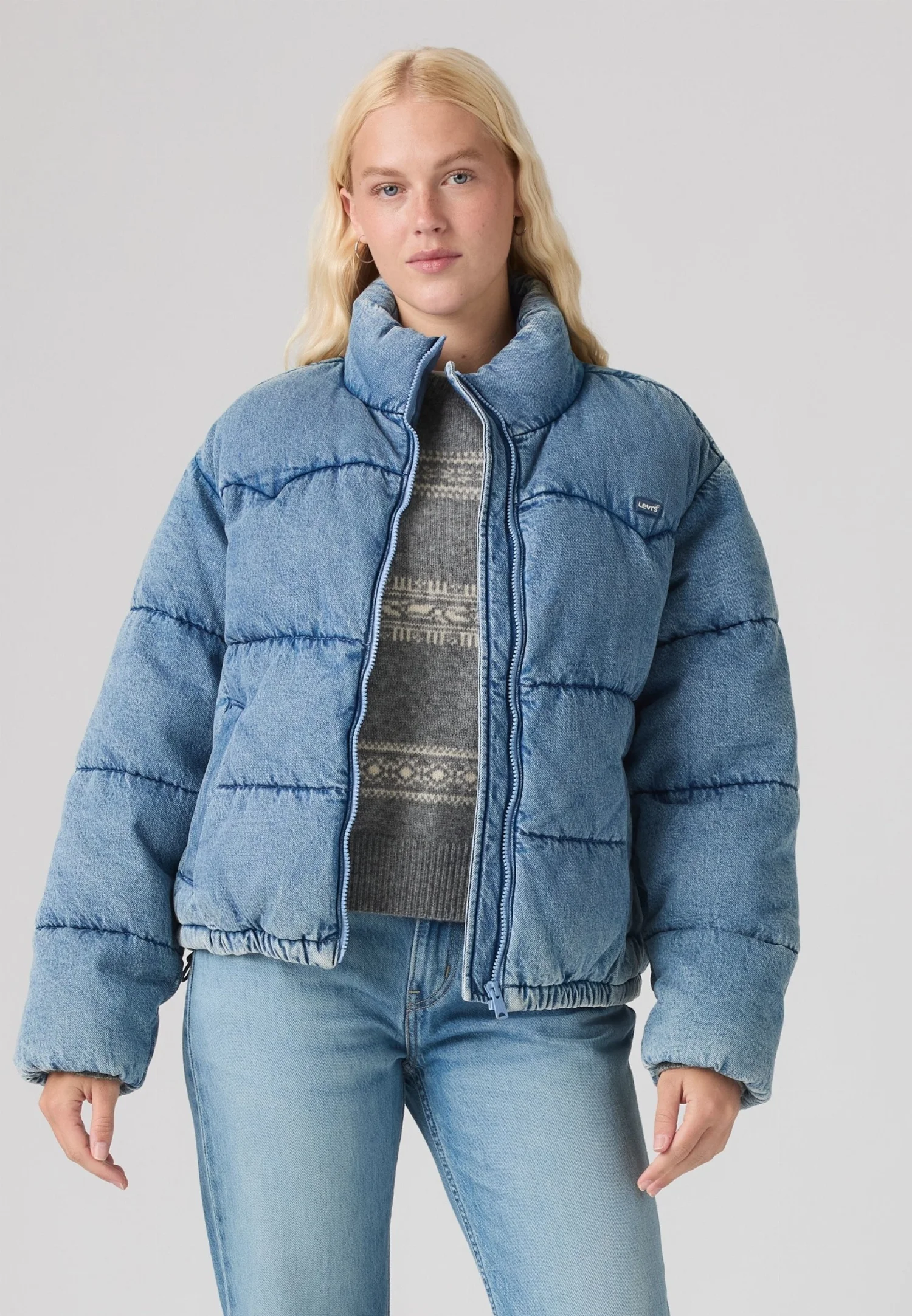 Женская зимняя куртка Levi's Palmer Puffer, светло-синий — фото 4