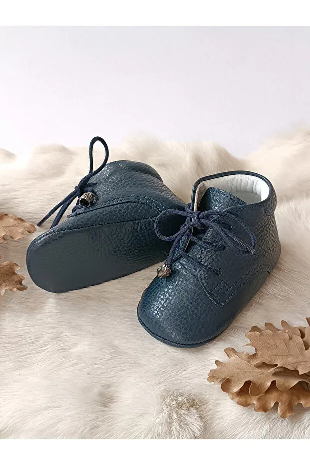Детские пинетки из натуральной кожи Hodore, Navy Blue