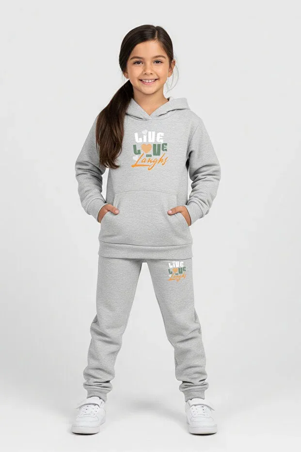 Детский спортивный комплект для девочек с принтом Live Love Printed Panios Kids, Gray