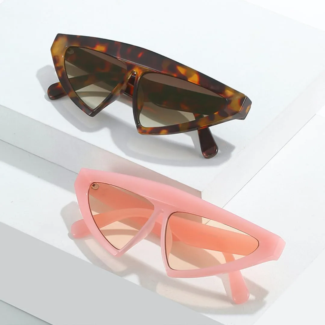 

Винтажные солнцезащитные очки-«кошачий глаз» треугольной формы для женщин и мужчин, модные, розовые, с защитой от УФ-излучения UV400 и заклепками TVTBBVV, Black Grey