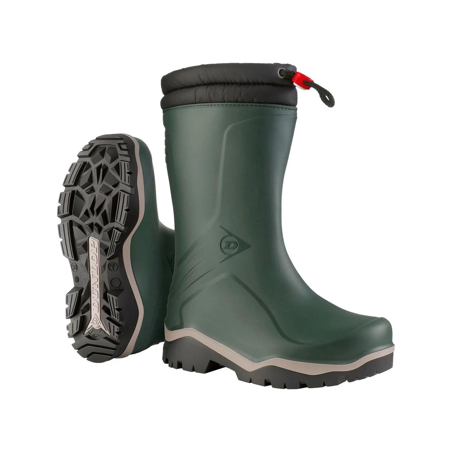 Детские резиновые сапоги с меховой подкладкой Dunlop, Green