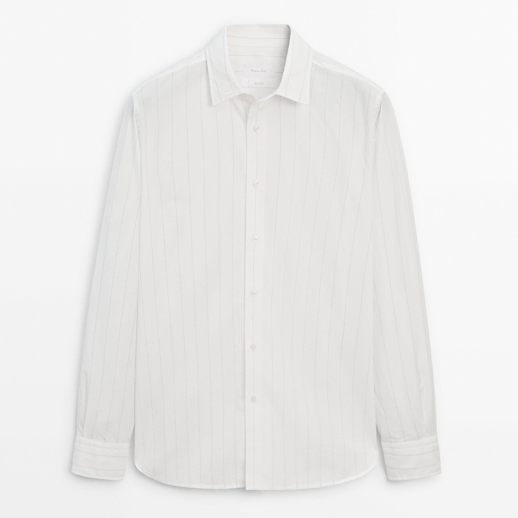 

Рубашка из поплина в тонкую полоску Massimo Dutti, белый